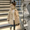 Waistcoat Fashion Baby Girl Boy Trench Jacket baby peuter windbreker jas kaki lange lente herfst kindersstofkleding 1 10y 230407