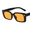 Sonnenbrille Vintage Quadratische Frau Marke Designer Shades Spiegel Retro Sonnenbrille Weibliche Mode Niet Orange Objektiv