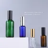 Frascos de spray de embalagem 10ml 15ml 20ml 30ml 50ml 100ml Recipiente de perfume de vidro transparente âmbar azul verde com tampa preta prata dourada