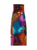 Casual jurken traf print tule jurk vrouw uit schouder midi jurk dames tie kleurstof dames zomer lange jurk vrouwen sexy backless feestjurken p230407