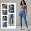 Pantaloni a due pezzi da donna Set da yoga senza cuciture Completi da allenamento a coste per le donne Reggiseno sportivo Pantaloncini a vita alta Leggings Set Abbigliamento da palestra fitness