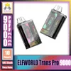 Original ELFWORLD TRANS PRO 9000 9K Puff 9000 9K com tela de cristal recarregável descartável E Cigarros Vape Pen 750mAh Bateria 16ml Bobina de malha ELF WORLD