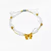 Charm Bracelets Cute Delicate Gold Color Bow Adjustable Bracelet For Women Imitation Pearl Sweet Friend Trendy Jewelry Gifts