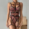 Sexy For Ladies Lace Bodysuit Leopard Underwear Open Crotch Teddy Halter Transparent Erotic Lingerie Porno Costumes