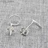 Stud 5 Par 925 Sterling Silver Circle Ear Posts 7mm Round Ring Stud Earring YQ231107