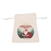 Christmas Decorations 1PC 2023 Year Candy Bag Santa Claus Drawstring Canvas Sack Tableware Rustic Vintage Stockings Gift