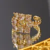 Anello di gioielli primaverili di lusso in oro 18k Donnetta da donna Anello di diamanti Vintage Diamond Diassicatore Accessori per matrimoni in acciaio inossidabile