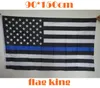 Drapeaux de Police BlueLine USA 90x150cm, ligne bleue fine de 3x5 pieds, drapeau américain noir, blanc et bleu avec œillets en laiton