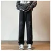 Mens Jeans Harajuku Printed Skull Skeleton Jeans Mens and Womens Straight Tube Loose Hip Hop Floor Dragging Pants Spring Y2K Black Jeans 230406