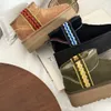 Klassieke Ultra Mini Braid Platform Laarzen ugglie pantoffels Australische Schoenen Laars Schapenvacht Laarsjes Kastanje Verbrand Olijf Zwarte Enkellaarzen Shearling schoen