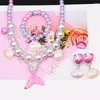 Necklace Earrings Set 5 In 1 Children Girl Jewelry Mermaid Shape Simulation Pearl Bracelet Ring Earring For Girls Accsesories