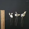 Hair Clips Floralbride Alloy Leaf Ceramic Flower Rhinestones Crystal Pearls Bridal Pins Wedding Sticker Women Accessories