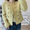 Vestes Femmes Designer Nouveau Automne Élégant Vintage À Manches Courtes Cardigan Manteau Femmes Crop Top Coréen Tweed Veste Survêtement Chaquetas De Mujer Y5NI