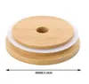 70mm 88mm Bamboo Cup Lid Reusable Wooden Mason Jar Lid with Straw Hole and Silicone Seal Bowl Cover