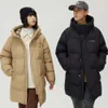 2023 Autunno/Inverno nuovo piumino di media lunghezza per la moda maschile, impermeabile, caldo con cappuccio, tendenza outwear unisex