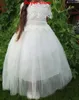 Girl's Dresses Elegant Lace Flower Girl Wedding Dress Kids White 1st Communion Tulle Clothes Baby Girl Birthday Evening Party Princess Clothes 230413