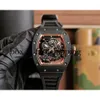 スーパークローンフライホイールウォッチリチャミルズ腕時計RM055ホワイトセラミック自動機械式透明なカーボンファイバーウォッチ222222モントレスデュルク