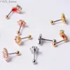 Stud 24CS/Lot Surgical Steel CZ Ear Tragus Broskörörhängen Pink AB Crystal Lobe Ear Studs Helix Earring Piercing Body Jewelry 20G YQ231107