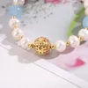 Charm Bracelets Women Freshwater Pearl Bracelet Handmade Jewelry Teen Girls Aquamarine 18k Gold Plated Link Chain Accessories