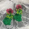 Studörhängen grön tofs kinesisk nationell stil lång droppe för kvinnor vår trend fest mode smycken gåvor
