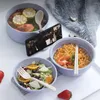 Skålar Essentials för College Dorm Rapid Ramen Noodles Fork Spoon Microwave Cooker Bowl Set Instant