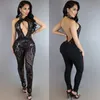 Women's Jumpsuits AHVIT Back Hollow Out Sleeveless Sexy Skinny Women Patchwork Nightclub Romper YDN299