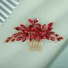 Coiffures 14 couleurs strass peigne à cheveux pour coiffure de mariage vin rouge accessoires de mariée faits à la main bijoux de tête