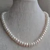 Äkta pärlsmycken 17 tum vit färg verklig sötvatten pärlhalsband 9 5-10 5mm stor storlek kvinna smycken235j