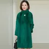 여자 모피 겨울 여자 따뜻한 두껍게 밍크 코트 여성 긴 서있는 칼라 플러스 크기 한국 양니 런웨어