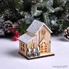 Kerstversiering Kerst LED-licht Houten huis Lichtgevende cabine Vrolijke kerstversiering voor thuis DIY Kerstboomversieringen Kindercadeaus Nieuwjaar R231107