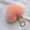 Keychains Lanyards Fashion Fluffy Real Rex Rabbit Fur Ball Pompom Soft äkta päls Keychain Metal Ring Pendant Bag Charm för kvinnor AccessoriesL231107