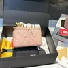 Women Crossbody Bags Shoulder Bags Case Purses Gold Ball Designer Portable Box Cosmetic Pink Summer Sheepskin Mini Long Square Lipstick Chain Flap Zipper Bag