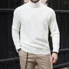 Suéteres para hombres Slim Fit Cuello alto Suéter para hombre Clásico Geométrico Jacquard Tejer Jumper Tops Otoño Casual Color Sólido Manga larga