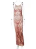 Casual jurken bedrukt sexy droge natte jurk vrouwen 2023 mouwloze rugloze riem lange close-passende schede vrouwelijke feestavondjurken Vestidos p230407