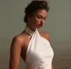 Mode High Neck Halter Robe de mariée sexy sans dossier A-Line Longueur civil Civil Beach Bridal Foral Gowns Vestidos de Novia