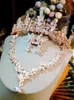 Комплект ожерелья и серег с блестящей циркониевой короной, модные вечерние, свадебные аксессуары для невесты, мозаика для будуара, из трех частей