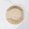 Decorative Figurines Natural Marble Trays For Hospitality Brown Circle Marmor Tray Round Jewelry Plate Luxury Reception With Golden Metal