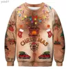 Women's Sweaters Unisex Ugly Christmas Sweaters Christmas Elves Christmas Funny Sweaters And Artificial Hair Autumn And Winter SweatersL231107