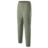 Pantalones de hombre Joggers al aire libre Senderismo Cargo Hombres Versátil Multi-bolsillos Tobillo Atado Casual City Thin Trekking Pantalones de chándal de talla grande