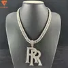 Anpassade smycken Sterling Sier Pass The Diamond Tester VVS Moissanite Iced Out RR Letter Pendant