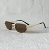 Sonnenbrille Gold Metallrahmen Oval Rechteck Für Frauen Männer Mode Braune Gläser Sonnenglas UV400 Mit Box Unisex