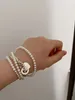 Silver Human Chakras Pearl Beaded Armband för kvinnor plus storlek Sterling Silver Plating Cluster Wedding Party Birthday Valentine's Day Engagement Presents