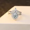 Cluster Rings S925 Princess Crown Crystal Diamond Women Engagement 2pc Set Proposal Finger Ring For Lover Elegant Female Fashion Jewelry