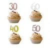 أدوات الكيك 30 40 50 60 عيد ميلاد سعيد الملونة حلويات الكبار حفل الذكرى السنوية