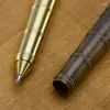 Bolígrafos de gel de escritura suave, bolígrafo metálico hecho a mano, latón, Retro, nodo de bambú, tipo militar