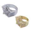 Herren Schmuck Pentagramm Ring Messing Gold Silber Iced Out Mikro Gepflasterte Zirkon Fingerringe 7-11