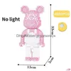 Block Blocks Cartoon Mini Love Violent BearBrebrick Color Model With Light Building Micro Diamond Bricks Kids Toys Birthday Dhcak