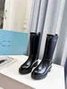 2023 Lederen laarzen Heel Boots Motorcycle Boot Designer Women's Autumn Winter Brand Fashion Chunky Black Cool Size 35-41