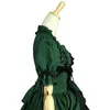 2023 Gothic Victorian Lolita Knee-Length Dresses With Removable Halloween Green and Black Cotton Dress Theater Costumes