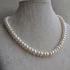 Äkta pärlsmycken 17 tum vit färg verklig sötvatten pärlhalsband 9 5-10 5mm stor storlek kvinna smycken3266
